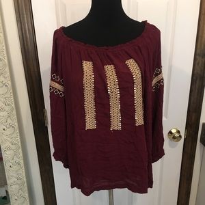 Maroon embroidered blouse